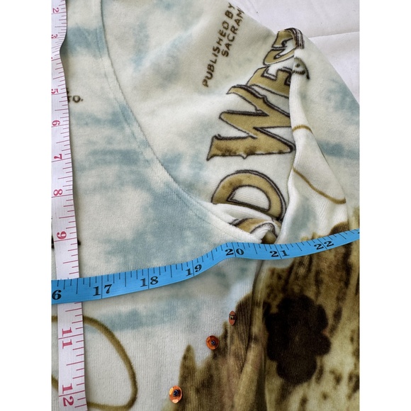 French Postcards Multicolor WildWest Ranch Print ZipUp Long Sleeve Hoodie Medium - Picture 7 of 7